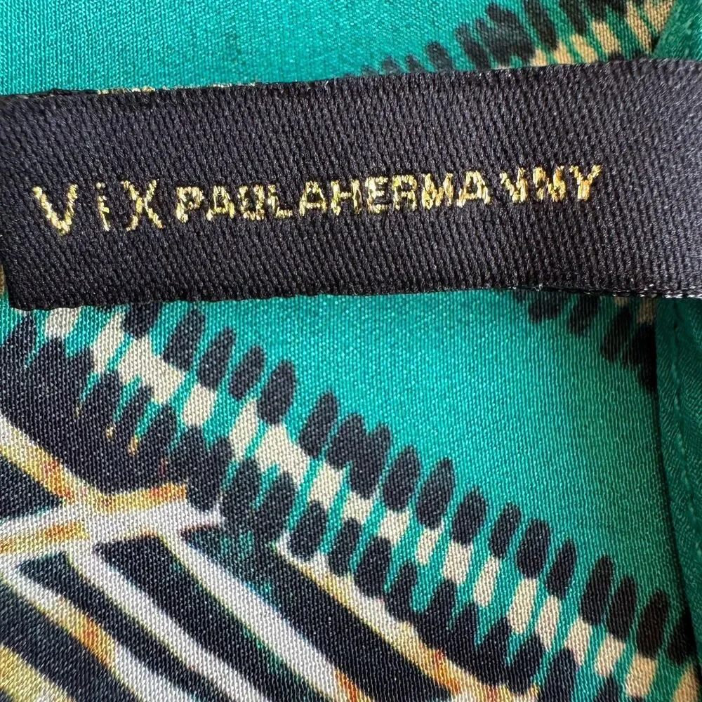 ViX Paula Hermanny 100% Silk Blue Turquoise Coverup Boho Euro Vacation Swim Sz S